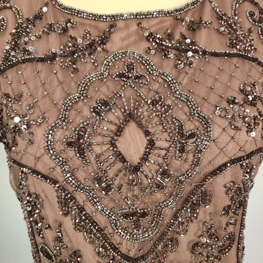 Pisarro Nights Beaded Gown 10 Embellished Mauve Purple Mother Of The Bride FLAW - Picture 9 of 16
